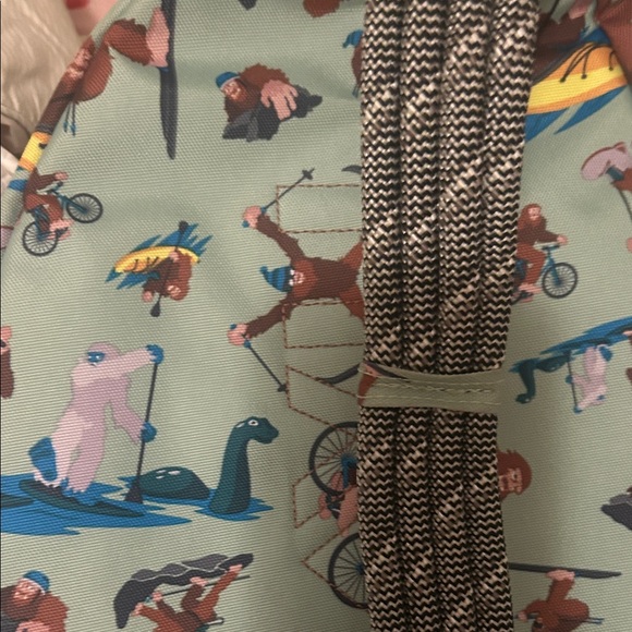 Kavu Mint Green Kayak Pattern Backpack with Brown Trim - Picture 2 of 7